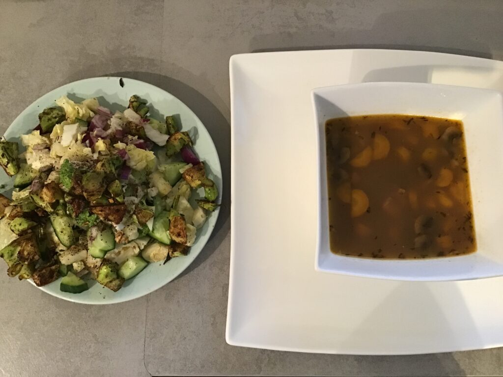 Healing Chicken Soup and salad UH